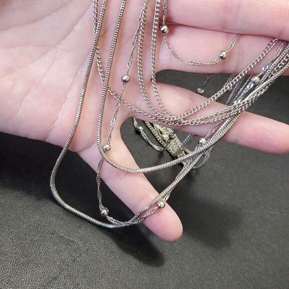 **Final Sale** Silver tone multilayered necklace - Picture 1 of 11